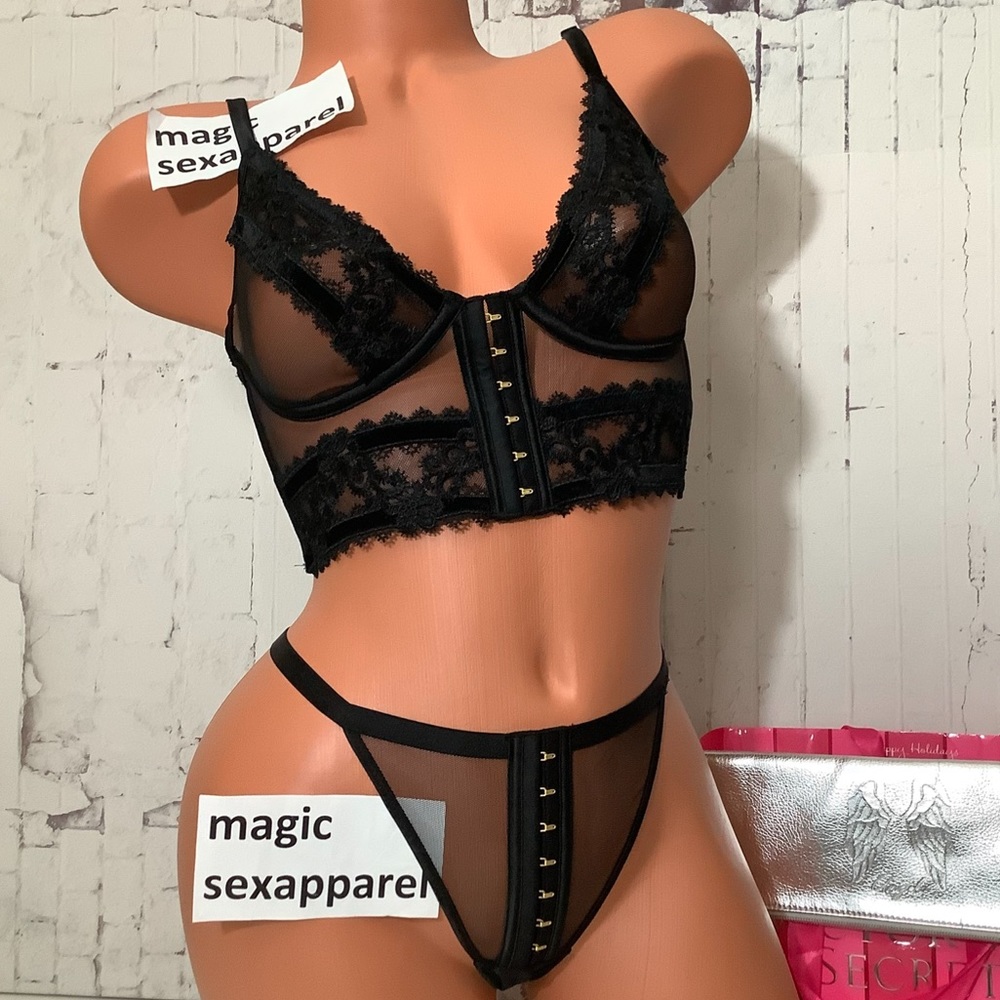 VS LUXE S M L XL BRA PANTY SET FLORAL EMBROIDERY